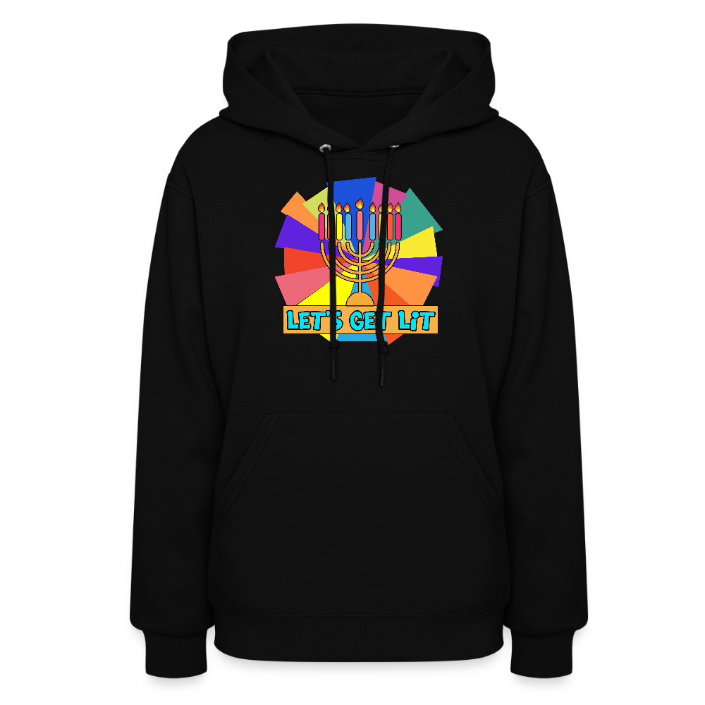 Glow & Get Lit Chanukah Menorah Women's Hoodie - black
