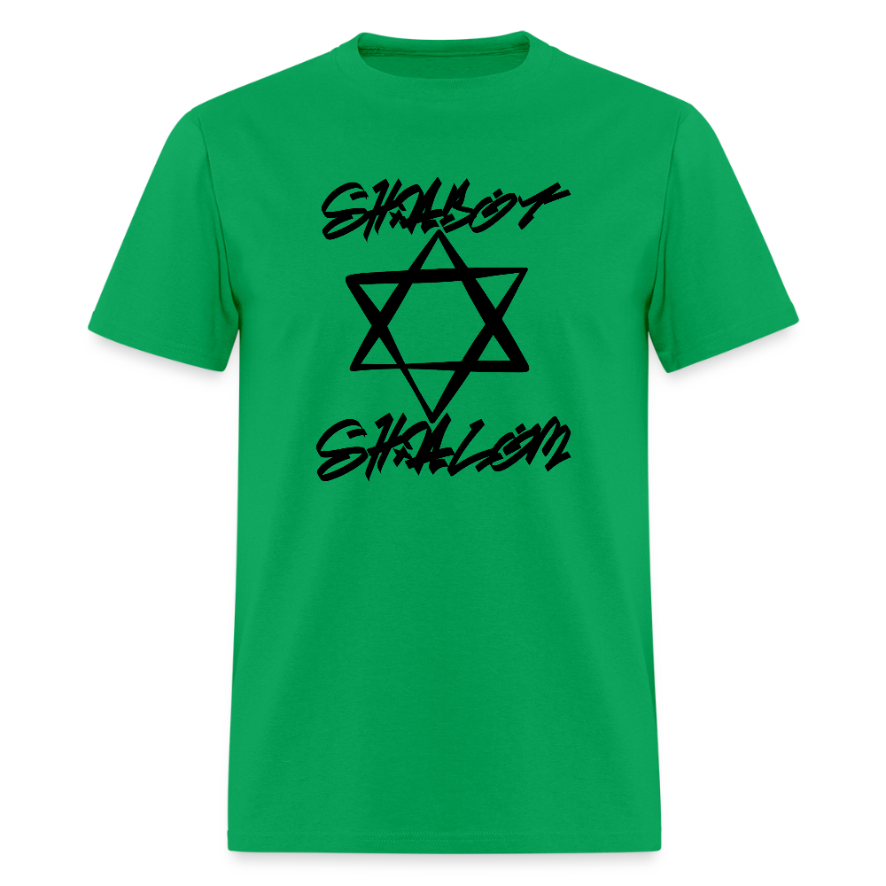 Shabbat Shalom Graffiti Star Men's T-Shirt | GILDAN 5000 - bright green