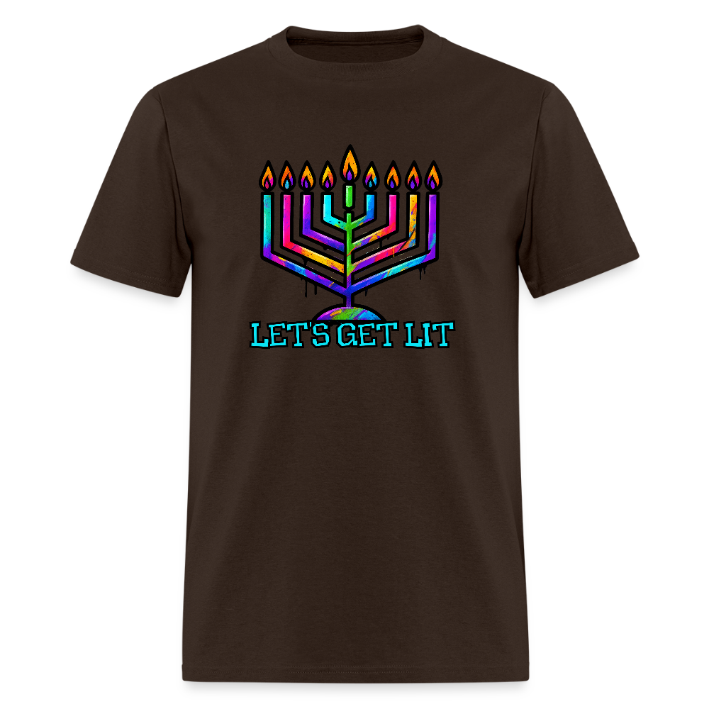 Let's Get Lit Chabad Menorah Men's T-Shirt | GILDAN 5000 - brown