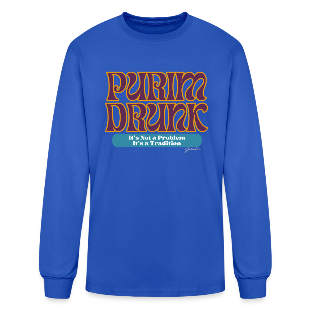 Purim Drunk Men's Long Sleeve T-Shirt - royal blue