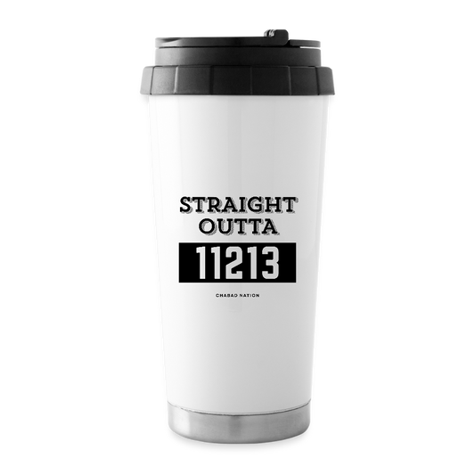 Straight Outta 11213 -16 oz Travel Mug - white