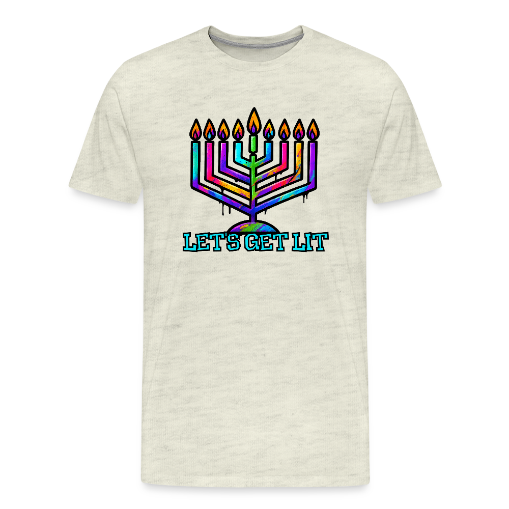 Let's Get Lit Chabad Menorah Men's Premium T-Shirt - heather oatmeal