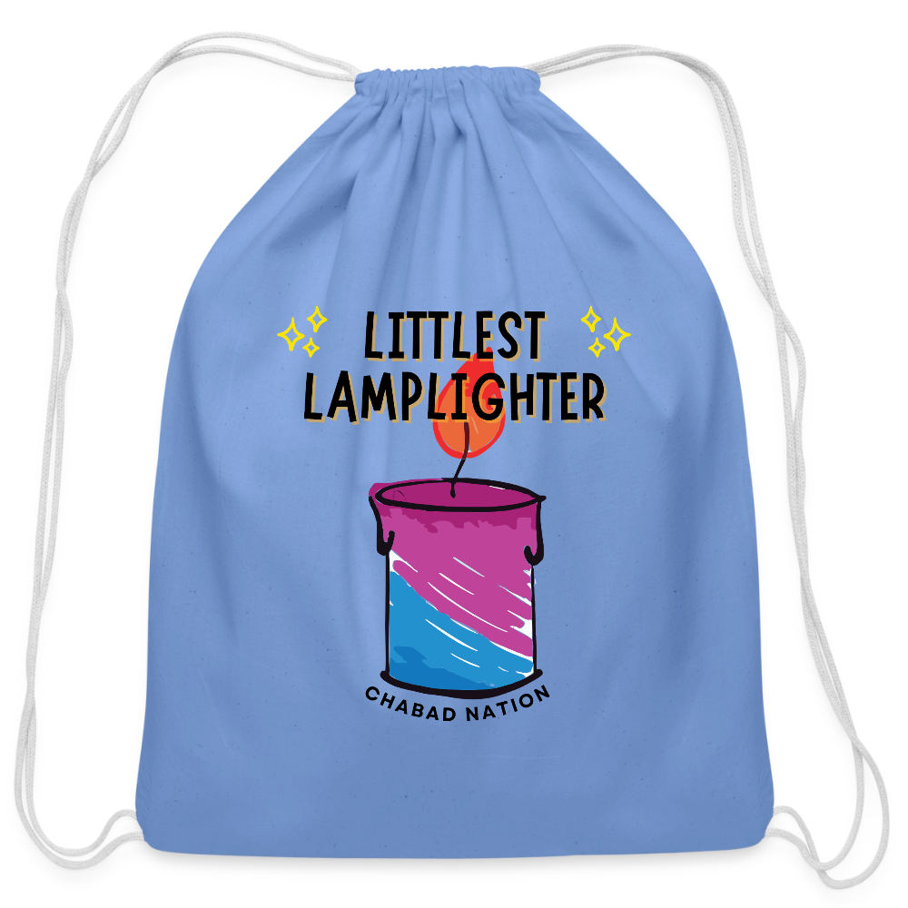Littlest Lamplighter Cotton Drawstring Bag - carolina blue