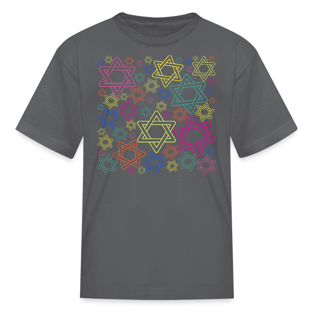 Neon Star of David Festival Kids' T-Shirt - charcoal