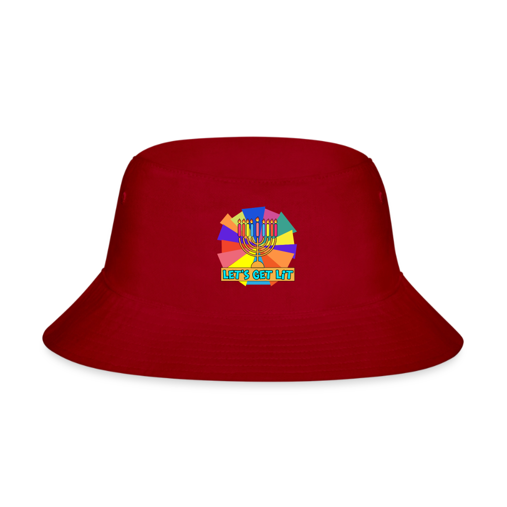 Glow & Get Lit Chanukah Menorah Bucket Hat - red