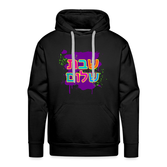 Shabbat Shalom Neon Pop Men’s Premium Hoodie - black