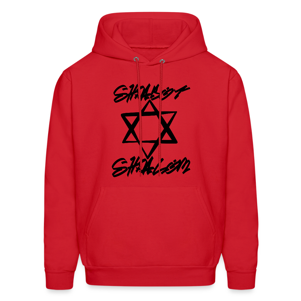 Shabbat Shalom Graffiti Star Men's Hoodie - red