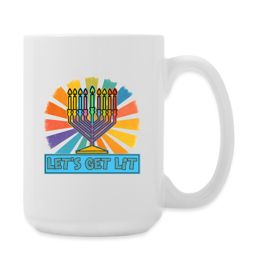Radiant Retro “Let’s Get Lit” Menorah Coffee/Tea Mug 15 oz - white