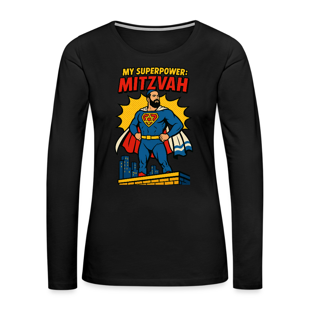 My Superpower: Mitzvah Women's Premium Long Sleeve T-Shirt - black