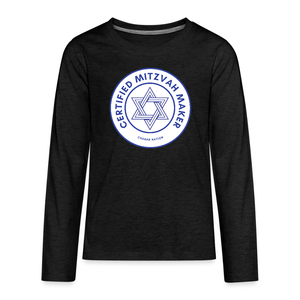 Certified Mitzvah Maker Kids' Premium Long Sleeve T-Shirt - charcoal grey