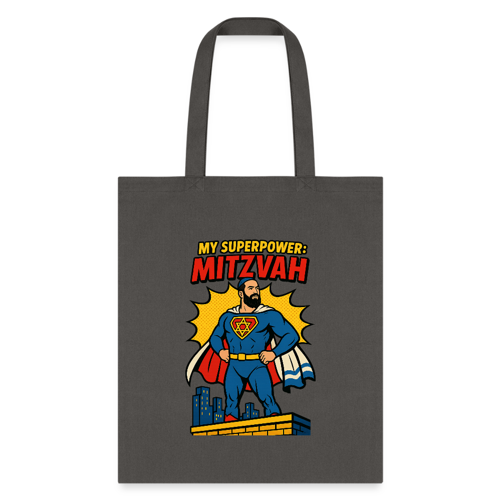 My Superpower: Mitzvah Tote Bag - charcoal