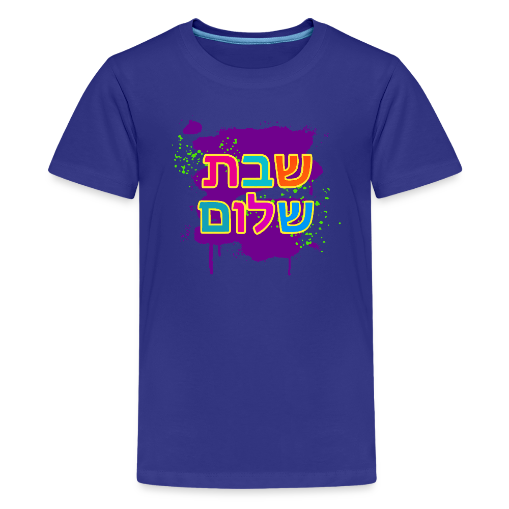 Shabbat Shalom Neon Pop Kids' Premium T-Shirt - royal blue