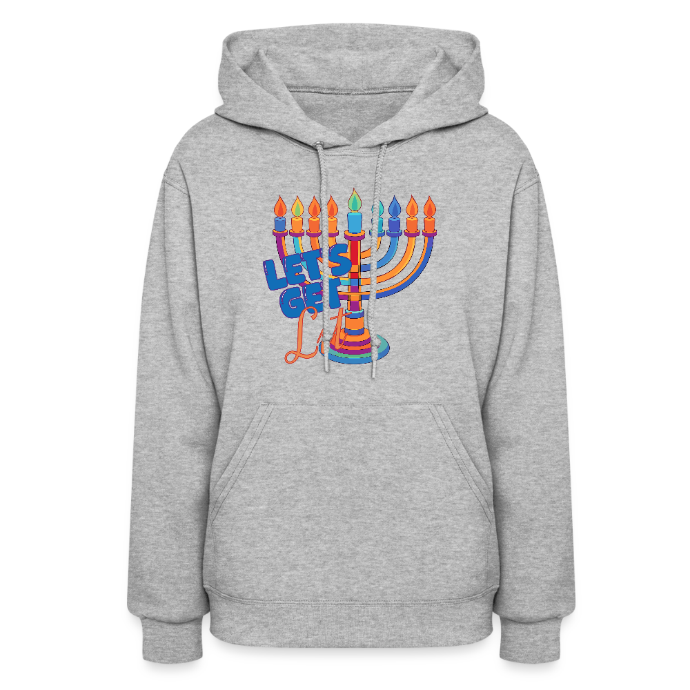 Let's Get Lit Menorah Women's Hoodie - heather gray