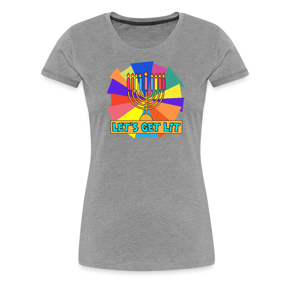 Glow & Get Lit Chanukah Menorah Women’s Premium T-Shirt - heather gray