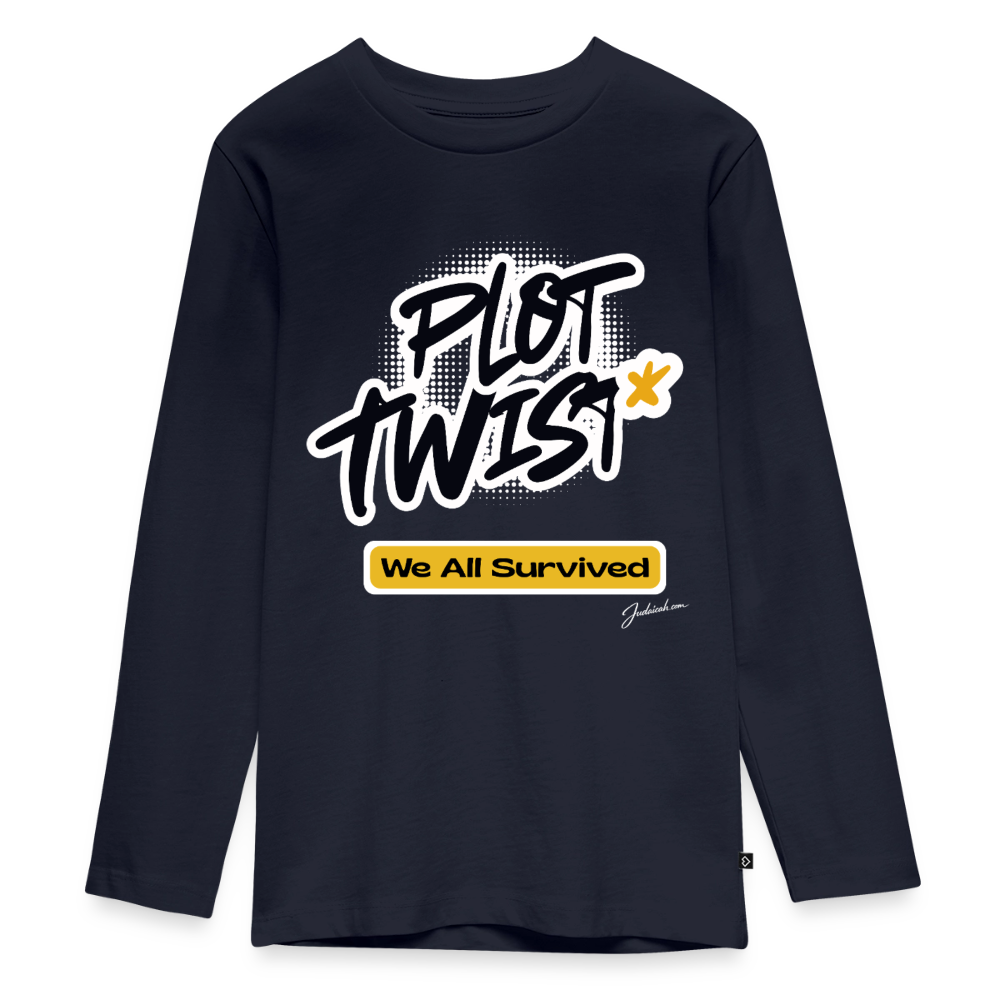 Plot Twist Kids' Premium Long Sleeve T-Shirt - navy