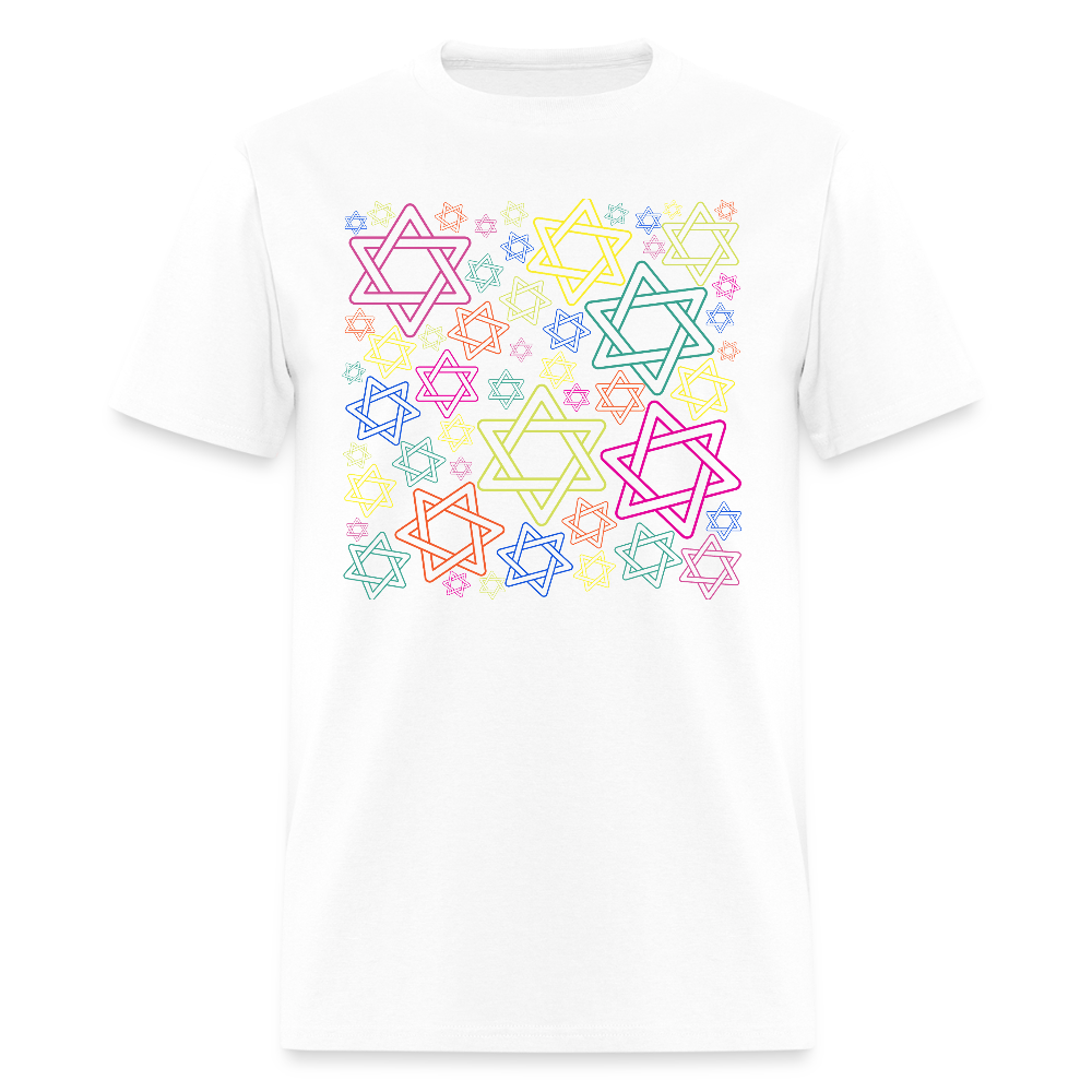 Neon Star of David Festival Men's T-Shirt | GILDAN 5000 - white
