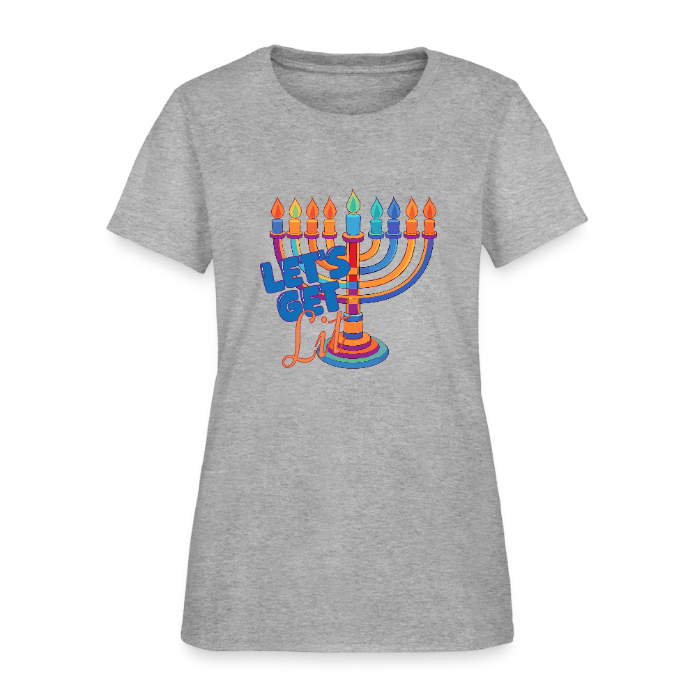 Let's Get Lit Menorah Women's T-Shirt - heather gray