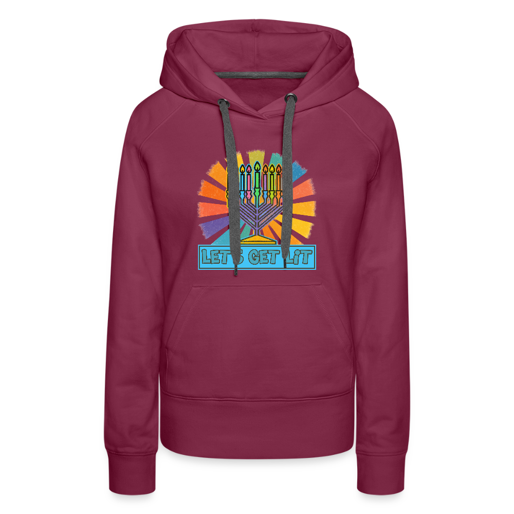 Radiant Retro Let's Get Lit Menorah Women’s Premium Hoodie - burgundy