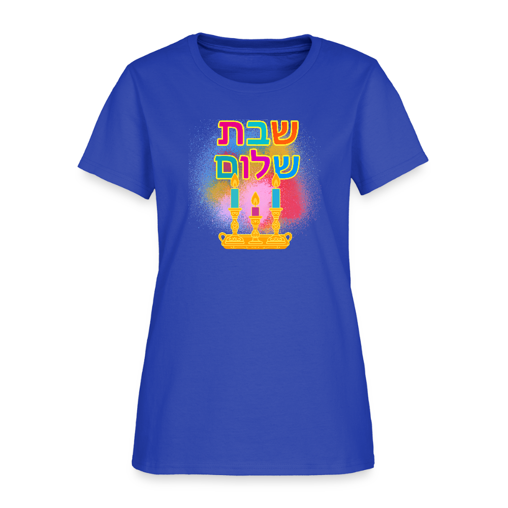 Shabbat Shalom Neon Hebrew Art Women's T-Shirt - royal blue
