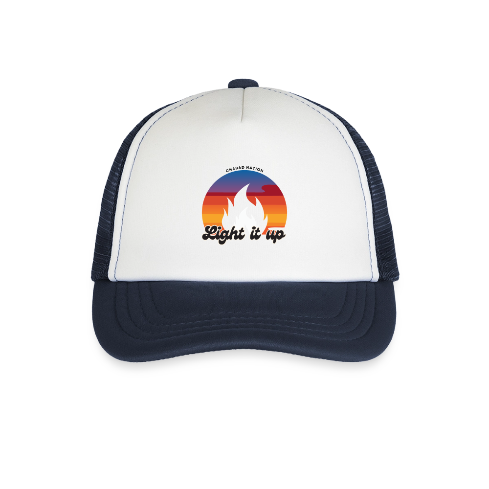 Light It Up Kid's Trucker Cap - white/navy
