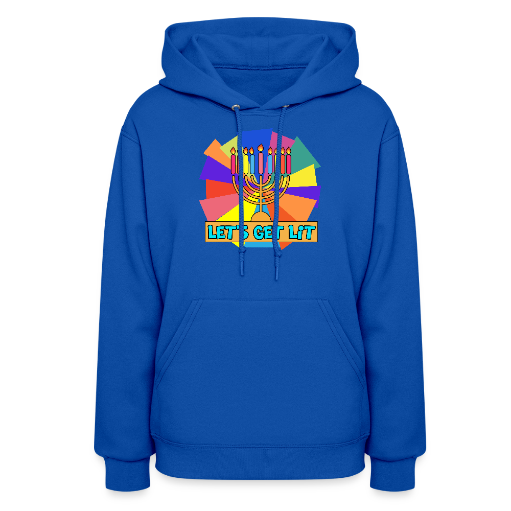 Glow & Get Lit Chanukah Menorah Women's Hoodie - royal blue