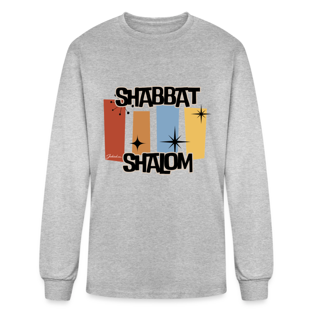 Retro Shabbat Men's Long Sleeve T-Shirt - heather gray