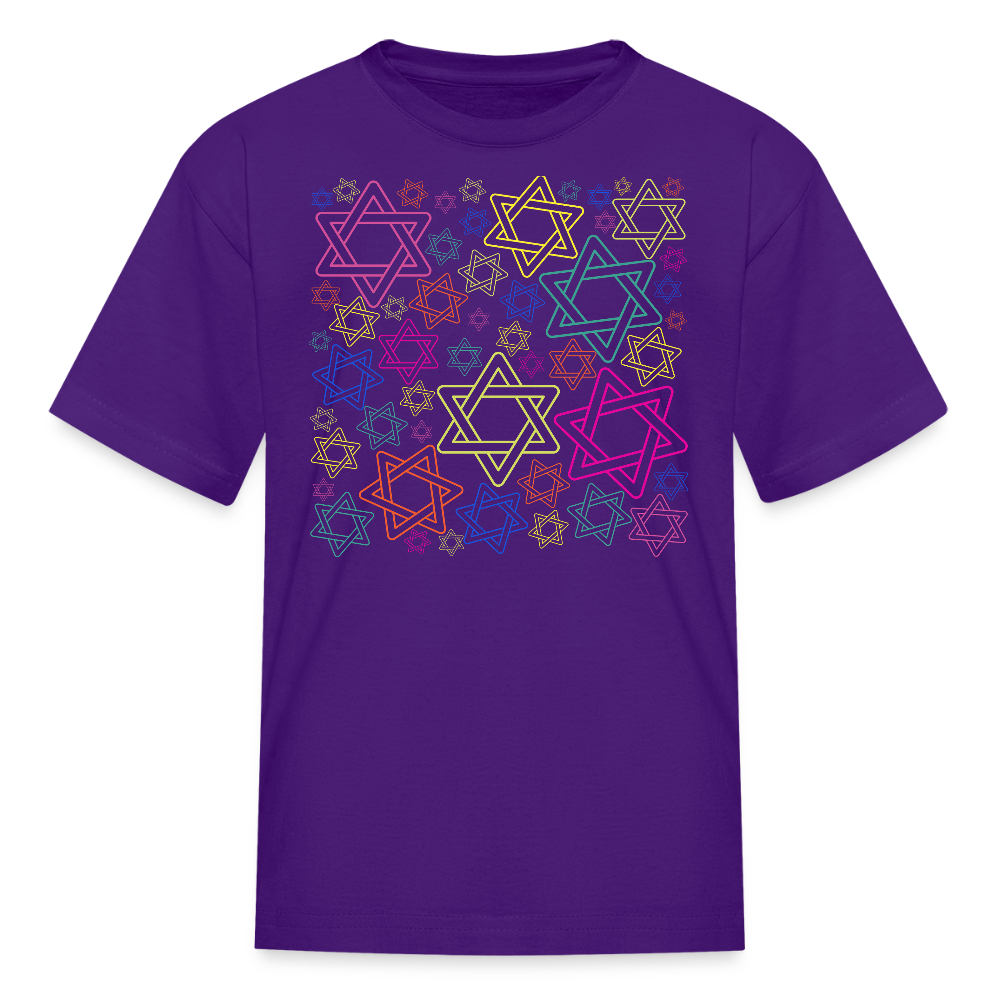 Neon Star of David Festival Kids' T-Shirt - purple