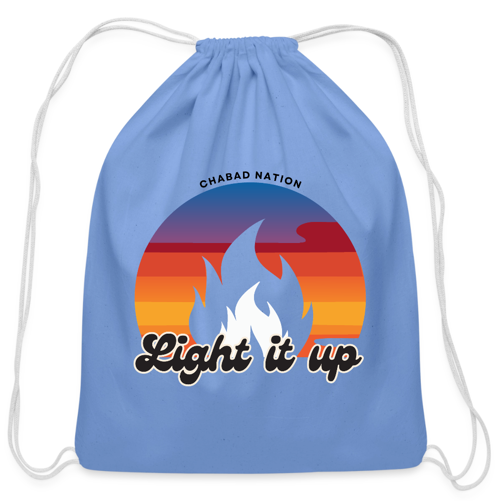 Light It Up Cotton Drawstring Bag - carolina blue