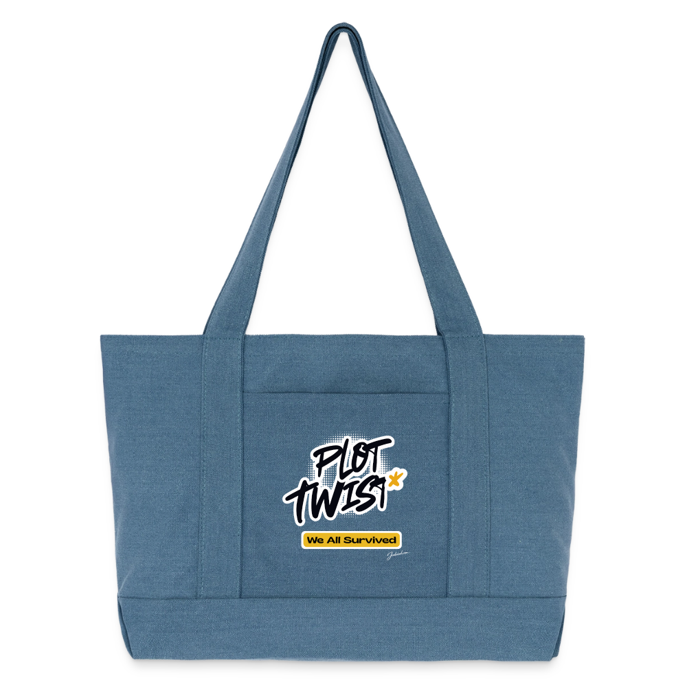 Plot Twist Cotton Pigment Dyed Tote Bag - denim