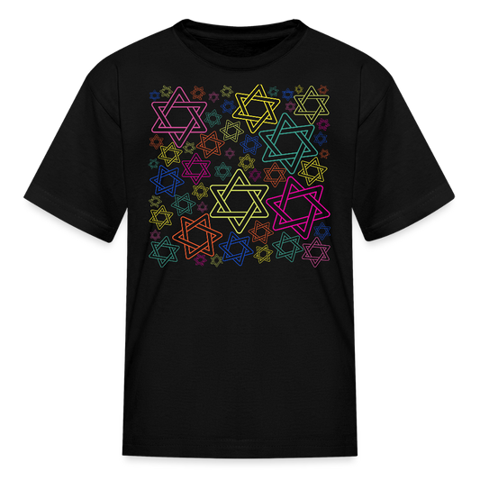Neon Star of David Festival Kids' T-Shirt - black