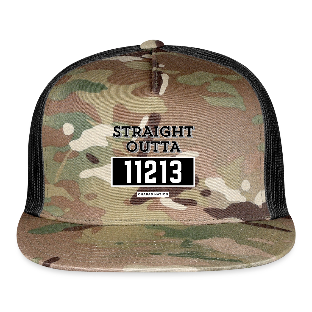 Straight Outta 11213 Trucker Hat - MultiCam\black