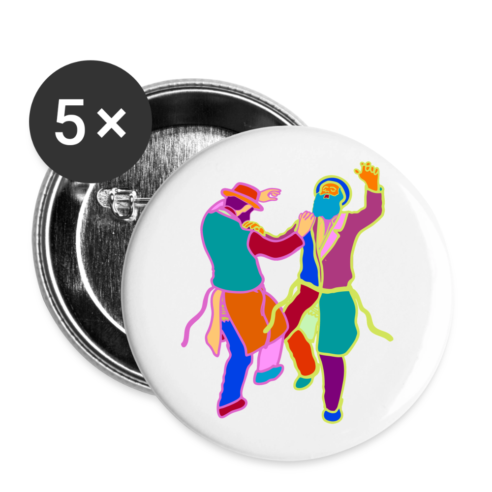 Colorful Dancing Rabbis Buttons large 2.2'' (5-pack) - white