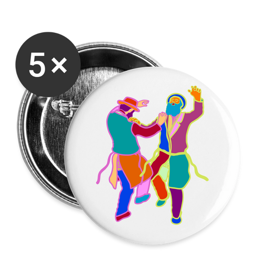 Colorful Dancing Rabbis Buttons large 2.2'' (5-pack) - white