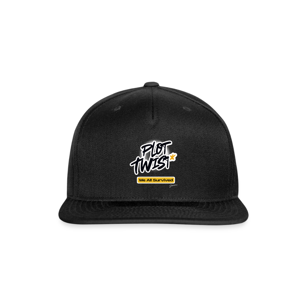 Plot Twist Snapback Baseball Cap - black