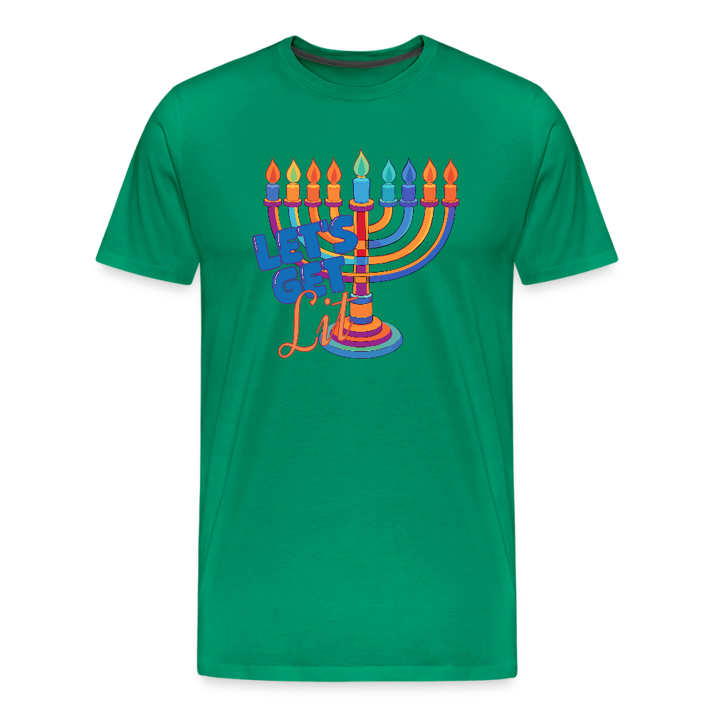 Let's Get Lit Menorah Men's Premium T-Shirt - kelly green