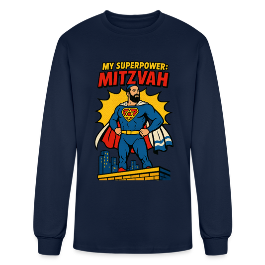 My Superpower: Mitzvah Men's Long Sleeve T-Shirt - navy