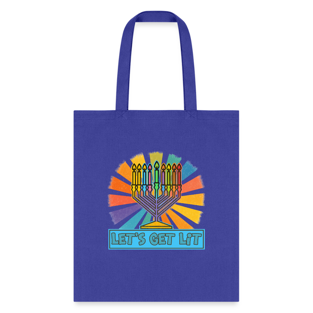 Radiant Retro Let's Get Lit Tote Bag - royal blue