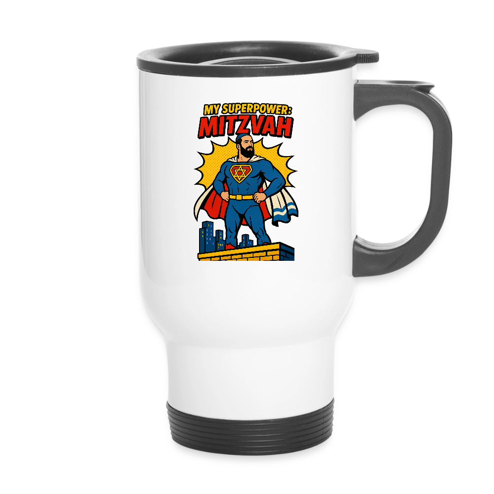 My Superpower: Mitzvah Travel Mug - white