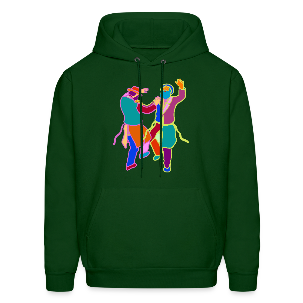 Colorful Dancing Rabbis Men's Hoodie - forest green