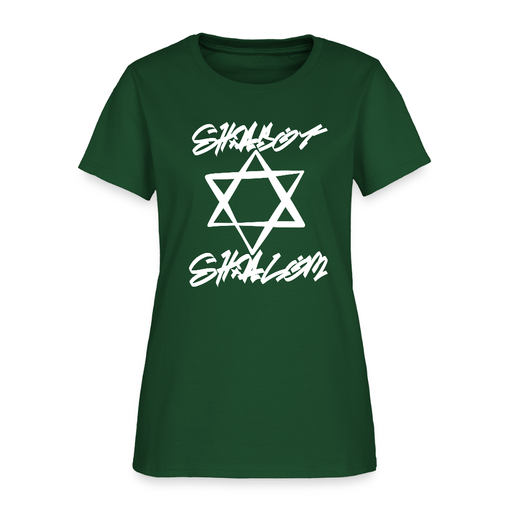 Shabbat Shalom Graffiti Light Star Women's T-Shirt - forest green