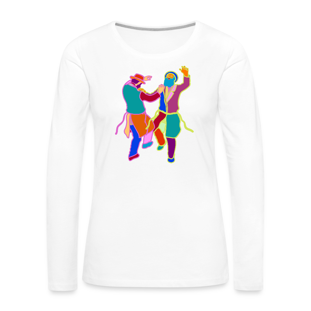 Colorful Dancing Rabbis Women's Premium Long Sleeve T-Shirt - white