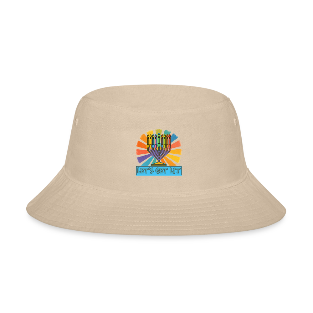 Radiant Retro “Let’s Get Lit” Menorah Bucket Hat - cream