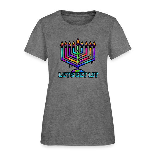 Let's Get Lit Chabad Menorah Women's T-Shirt - graphite heather