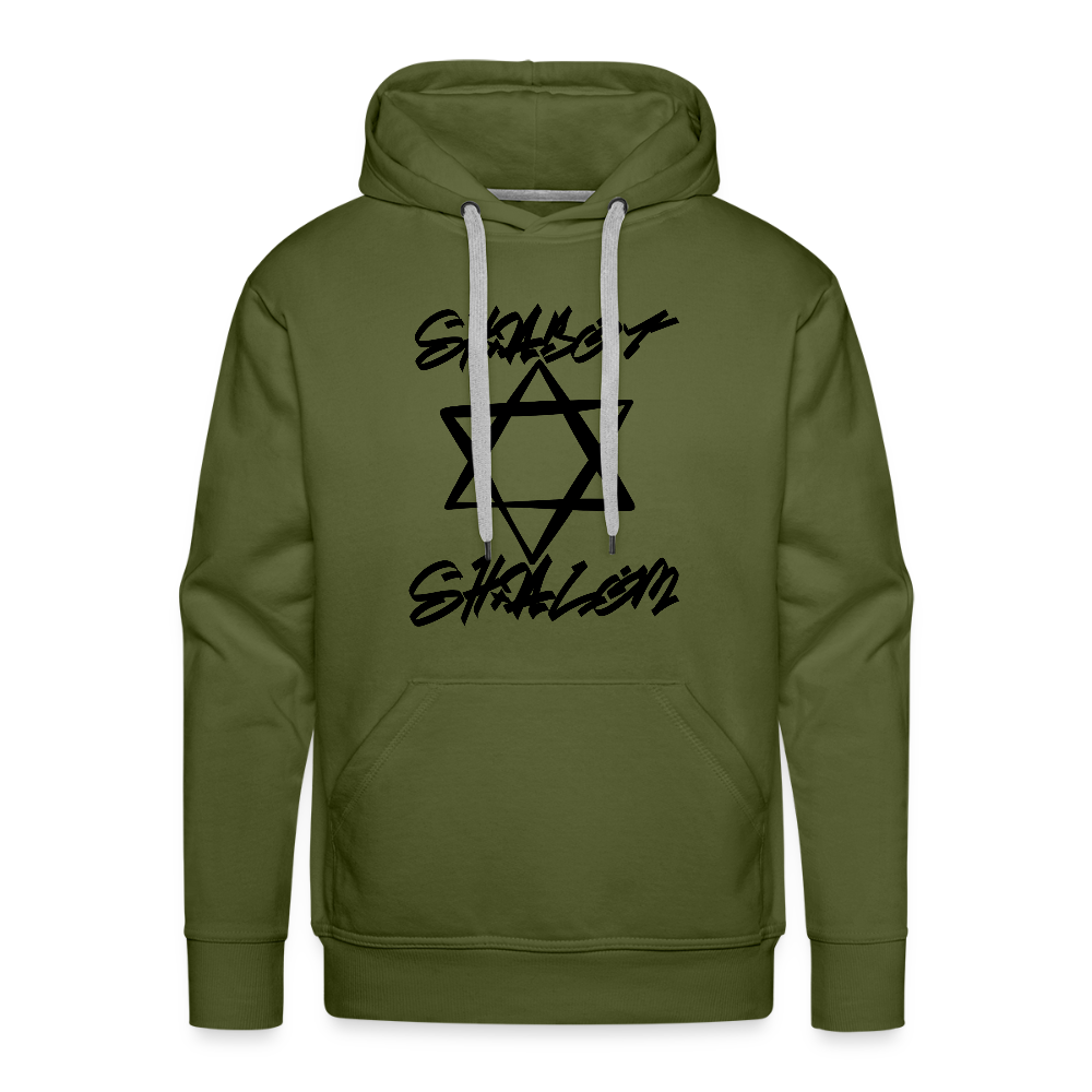 Shabbat Shalom Graffiti Star Men’s Premium Hoodie - olive green