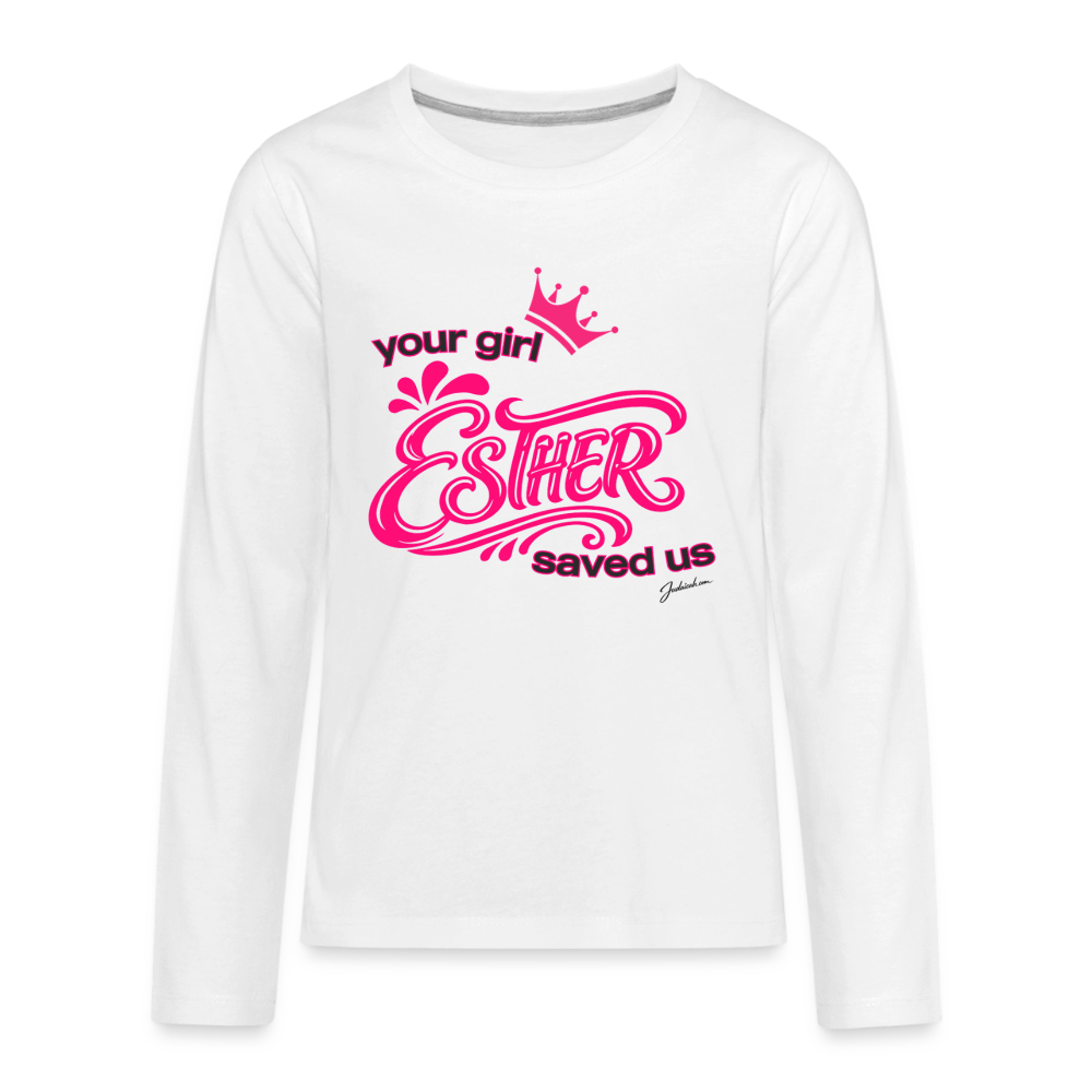 Your Girl Esther Kids' Premium Long Sleeve T-Shirt - white