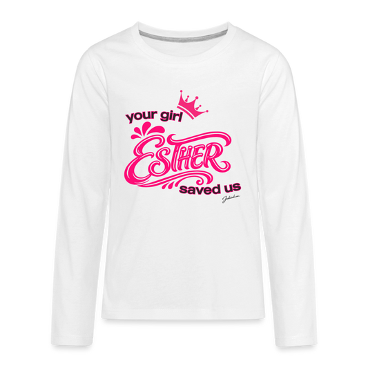 Your Girl Esther Kids' Premium Long Sleeve T-Shirt - white