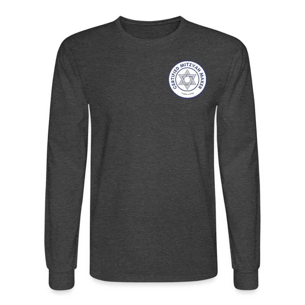 Certified Mitzvah Maker Badge Men's Long Sleeve T-Shirt - heather black