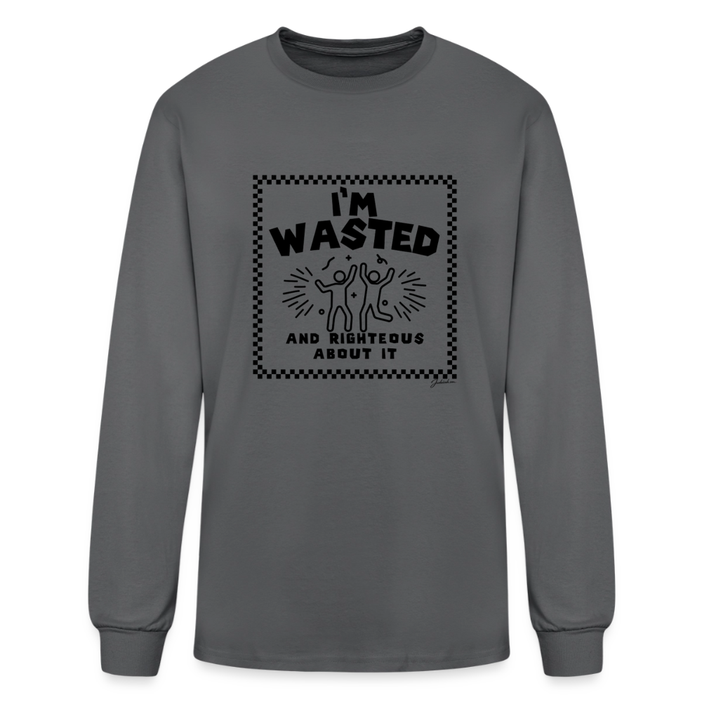 Wasted & Righteous Men's Long Sleeve T-Shirt - charcoal