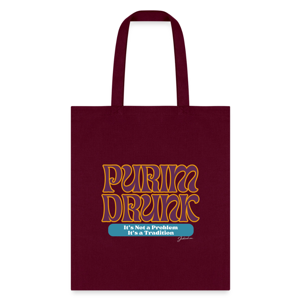 Purim Drunk Tote Bag - burgundy