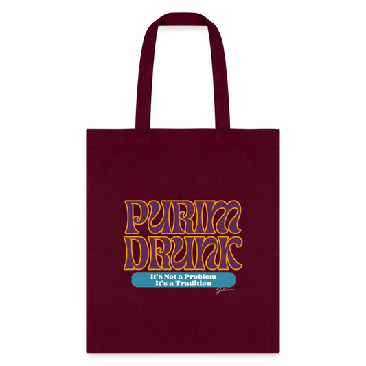 Purim Drunk Tote Bag - burgundy